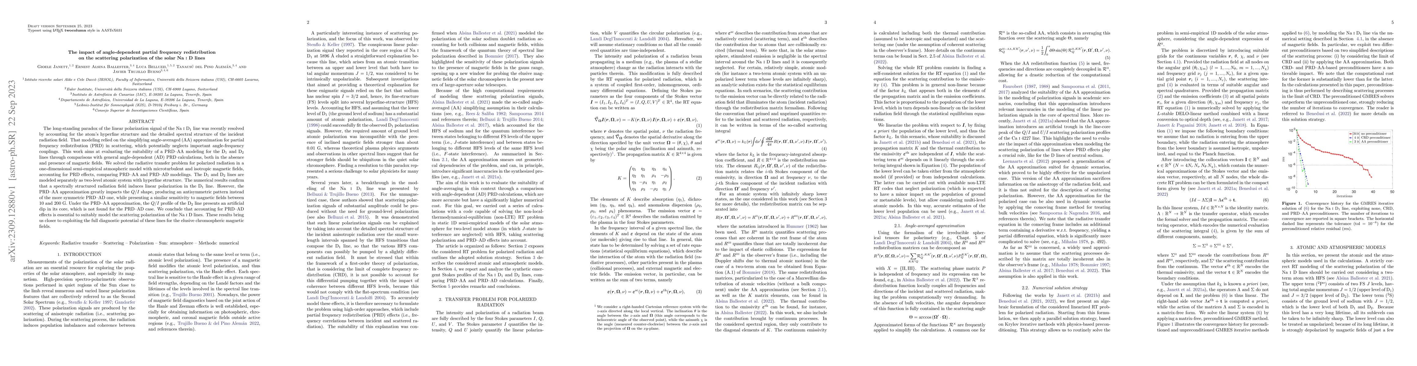 Thumbnail for The impact of angle-dependent partial frequency redistribution on the
  scattering polarization of the solar Na i D lines