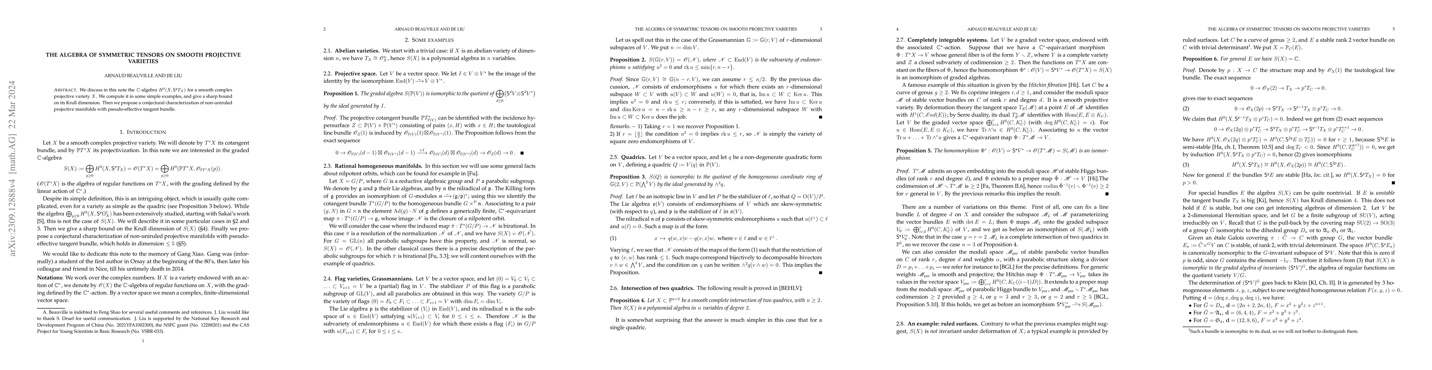 Thumbnail for The algebra of symmetric tensors on smooth projective varieties
