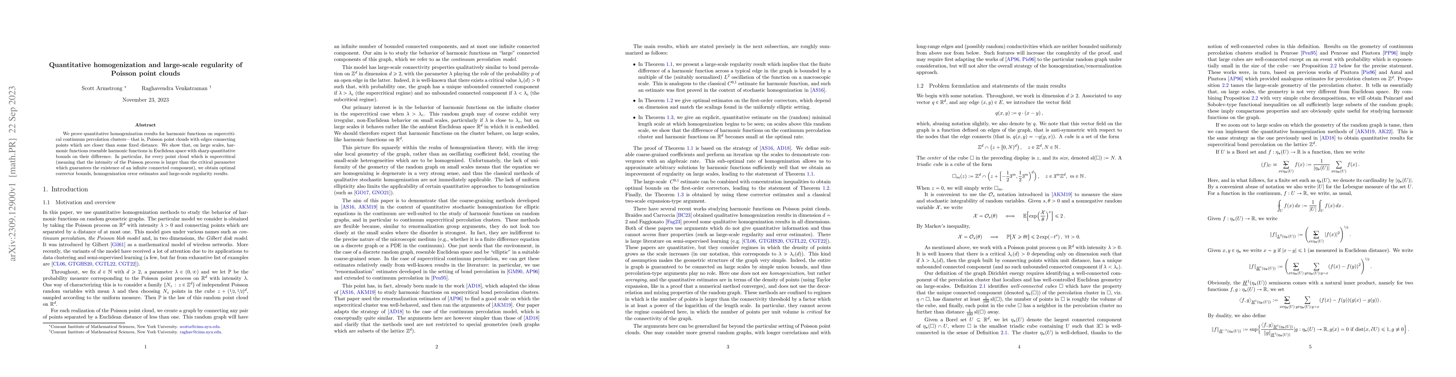 Thumbnail for Quantitative homogenization and large-scale regularity of Poisson point
  clouds