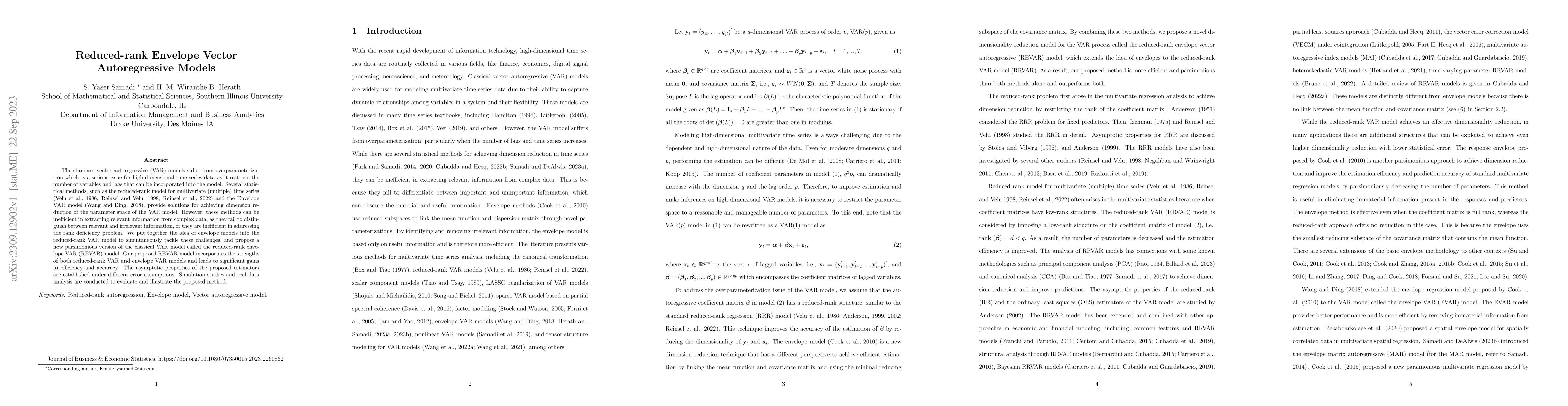 Thumbnail for Reduced-rank Envelope Vector Autoregressive Models