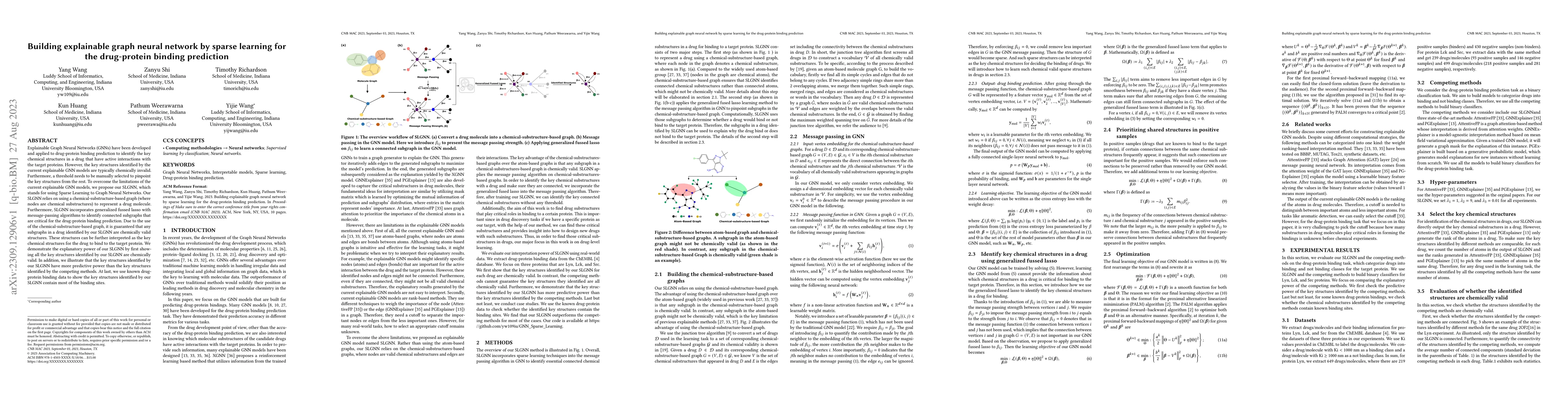 Thumbnail for Building explainable graph neural network by sparse learning for the
  drug-protein binding prediction