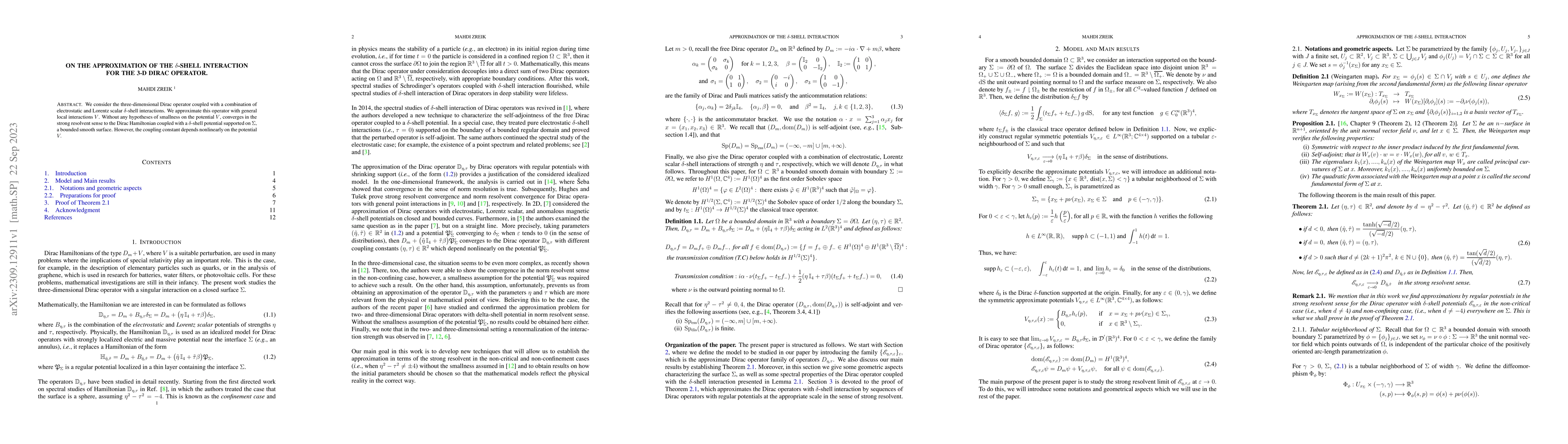 Thumbnail for On the approximation of the $\delta$-shell interaction for the 3-D Dirac
  operator