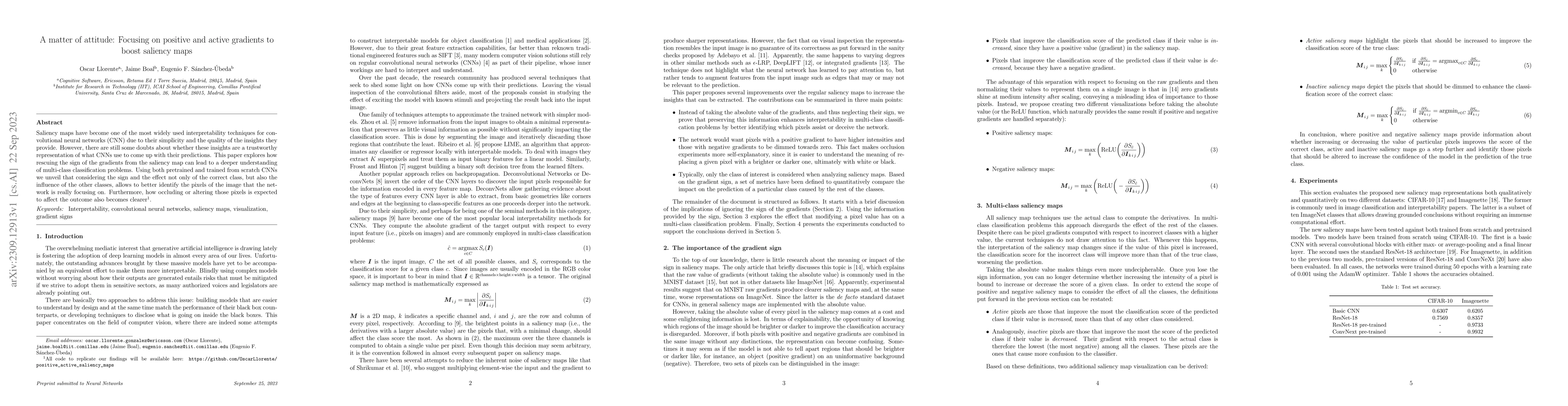Thumbnail for A matter of attitude: Focusing on positive and active gradients to boost
  saliency maps