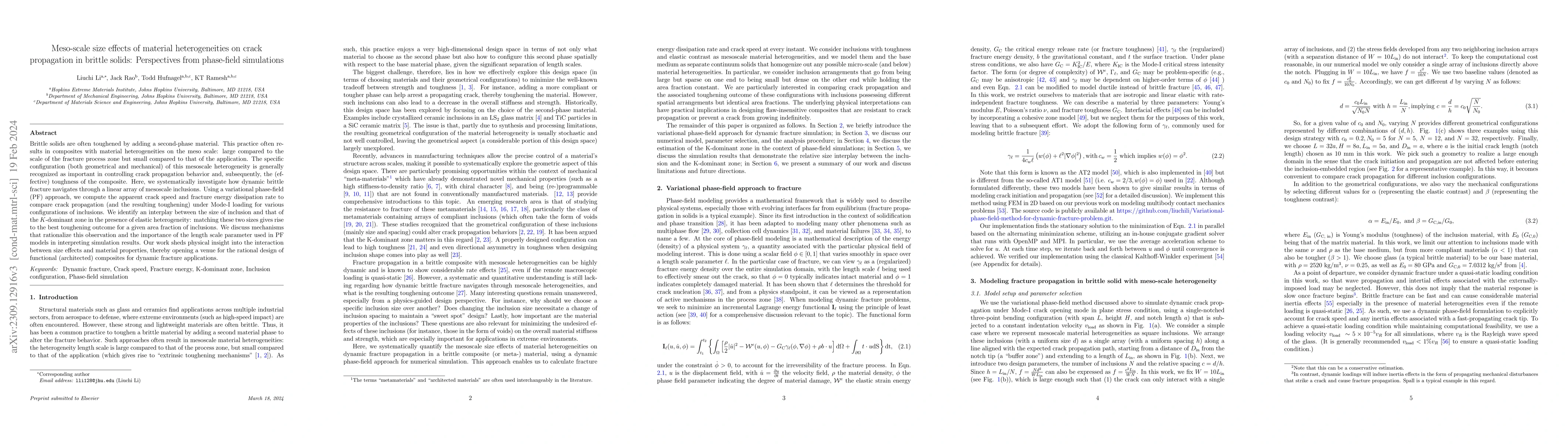 Thumbnail for Meso-scale size effects of material heterogeneities on crack propagation
  in brittle solids: Perspectives from phase-field simulations