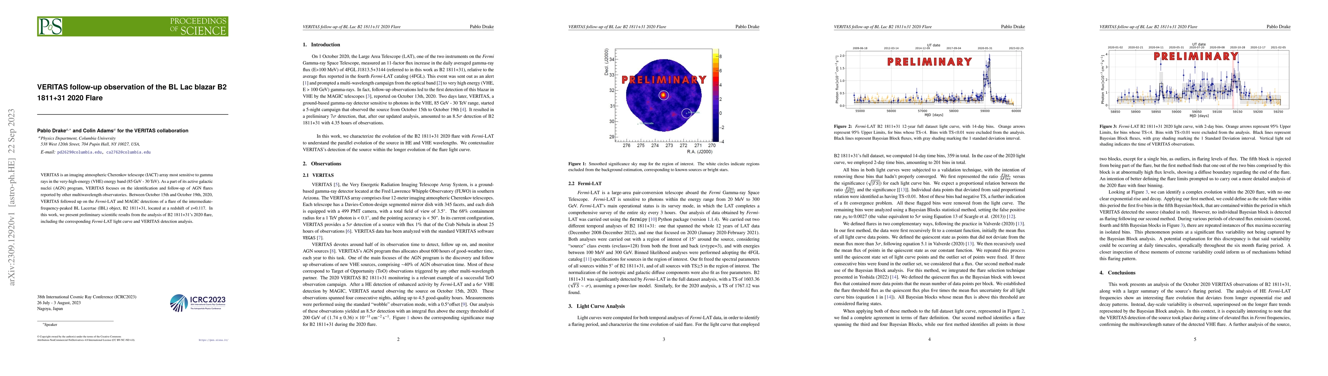 Thumbnail for VERITAS follow-up observation of the BL Lac blazar B2 1811+31 2020 Flare