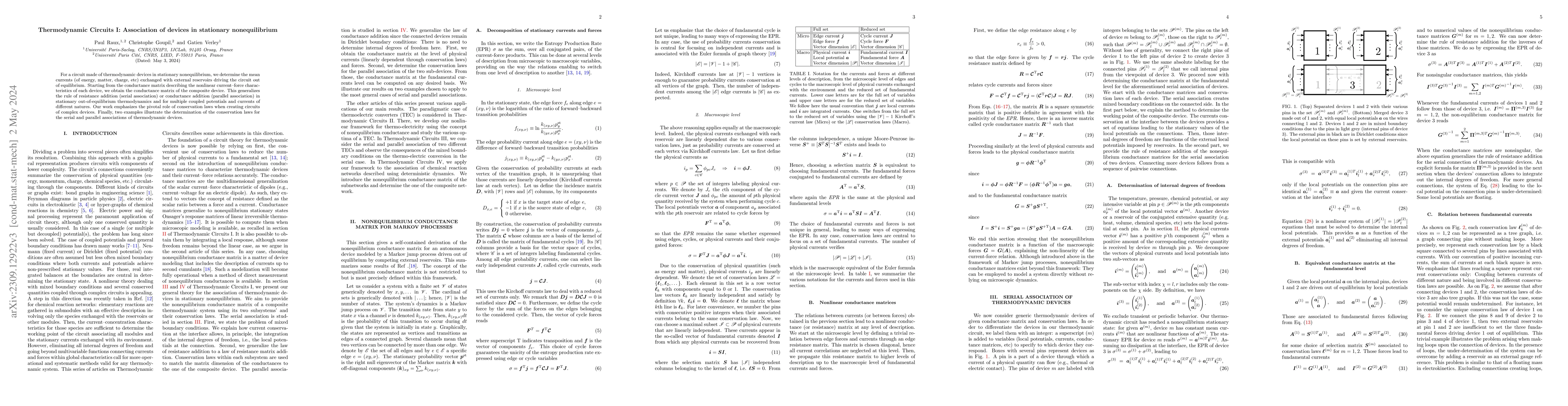 Thumbnail for Thermodynamic Circuits I: Association of devices in stationary
  nonequilibrium