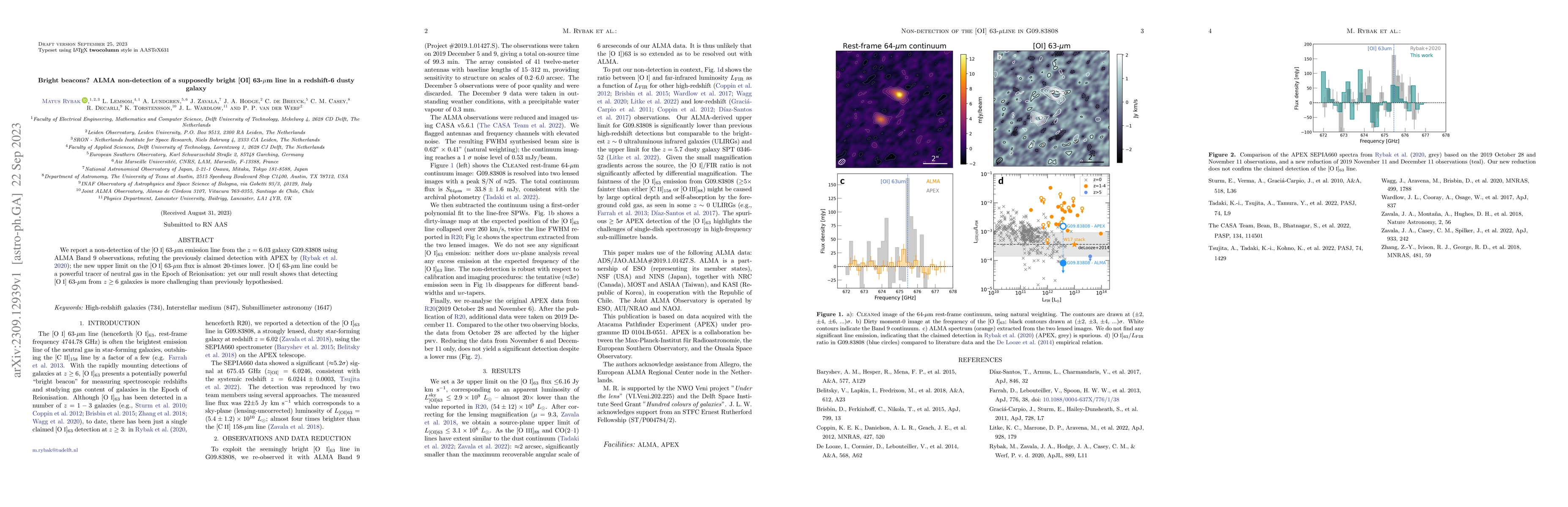 Thumbnail for Bright beacons? ALMA non-detection of a supposedly bright [OI] 63-um
  line in a redshift-6 dusty galaxy