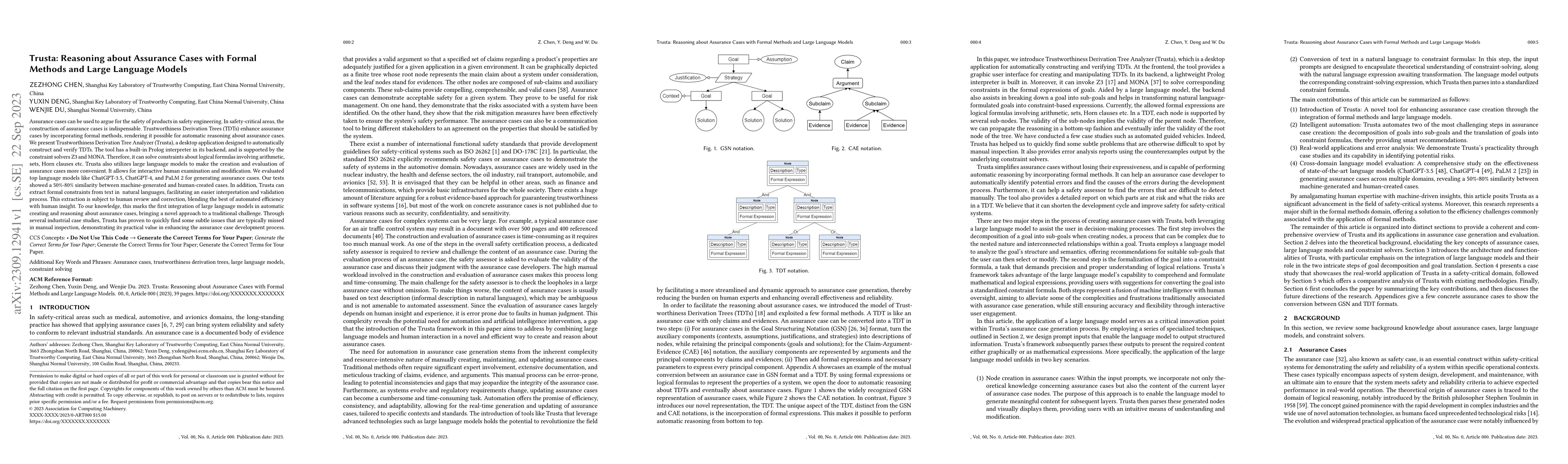 Thumbnail for Trusta: Reasoning about Assurance Cases with Formal Methods and Large
  Language Models