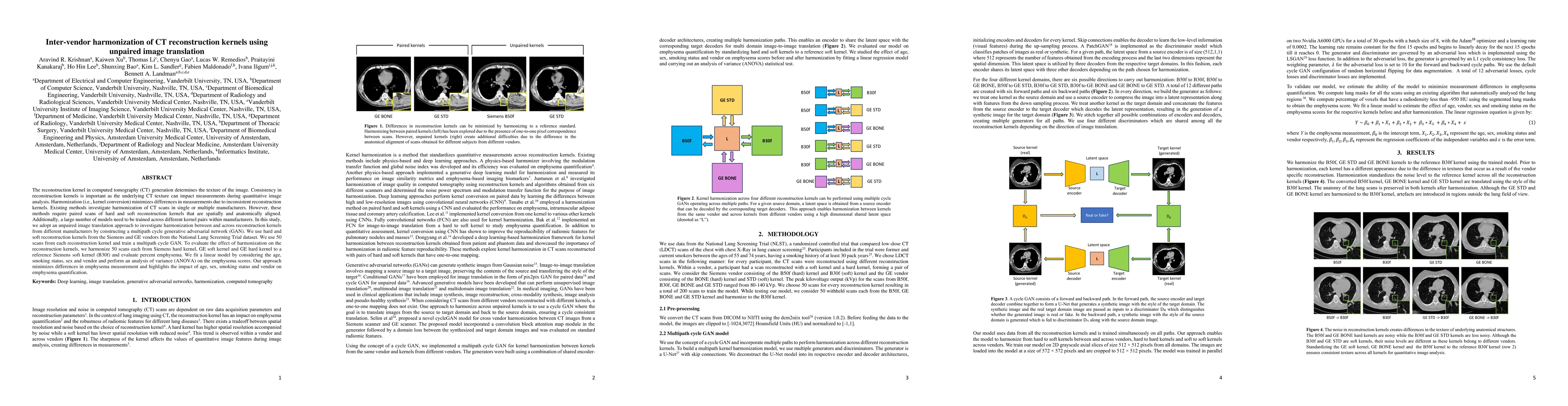 Thumbnail for Inter-vendor harmonization of Computed Tomography (CT) reconstruction
  kernels using unpaired image translation