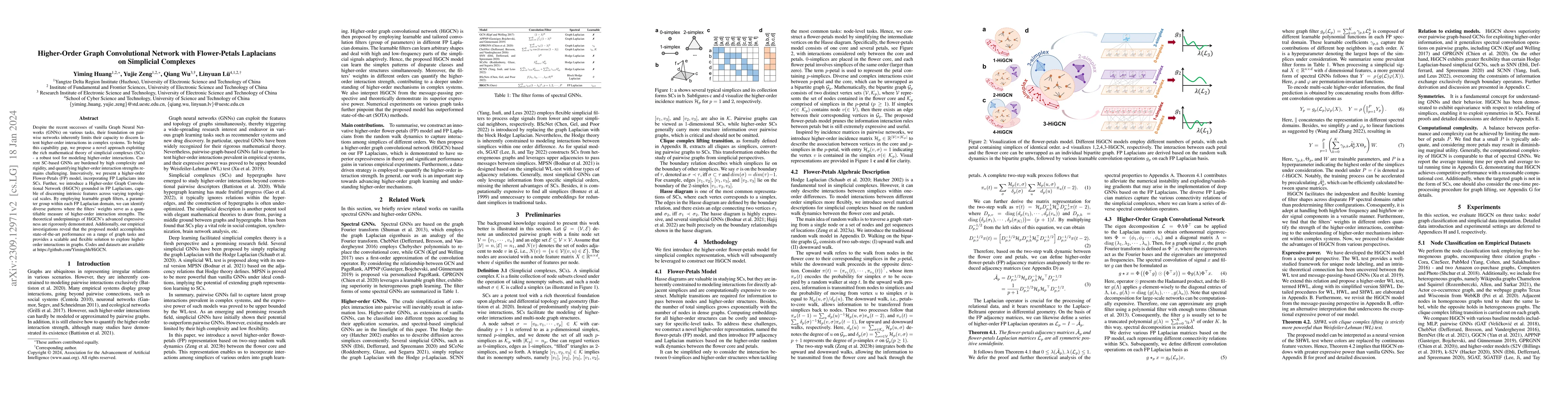 Thumbnail for Higher-order Graph Convolutional Network with Flower-Petals Laplacians
  on Simplicial Complexes