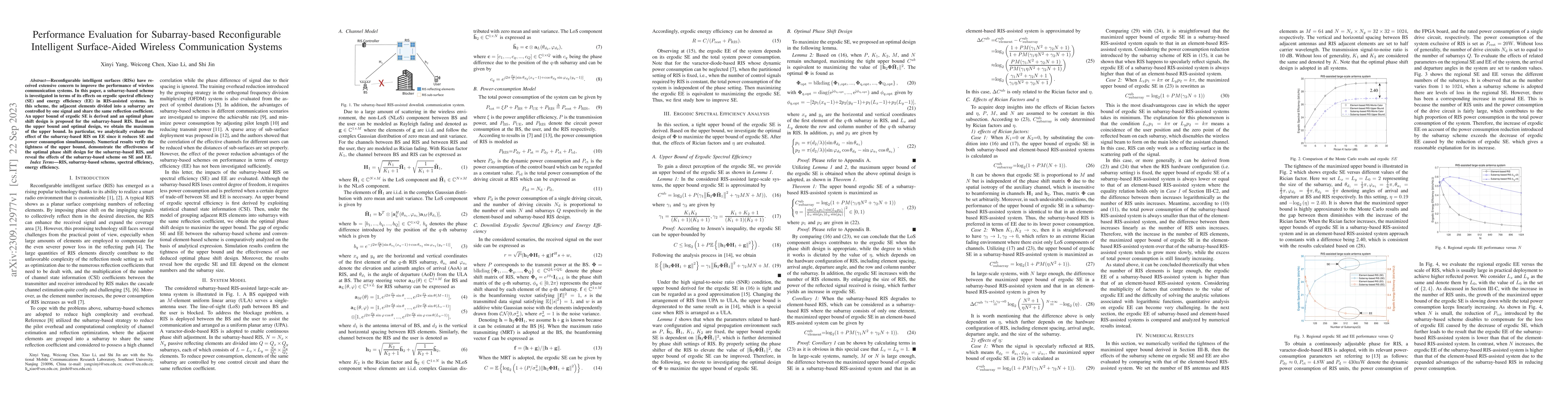 Thumbnail for Performance Evaluation for Subarray-based Reconfigurable Intelligent
  Surface-Aided Wireless Communication Systems