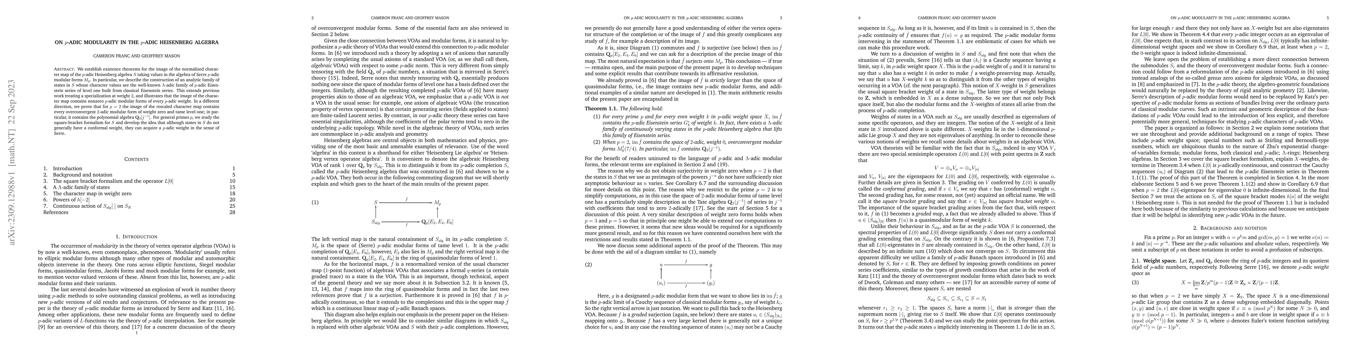 Thumbnail for On $p$-adic modularity in the $p$-adic Heisenberg algebra