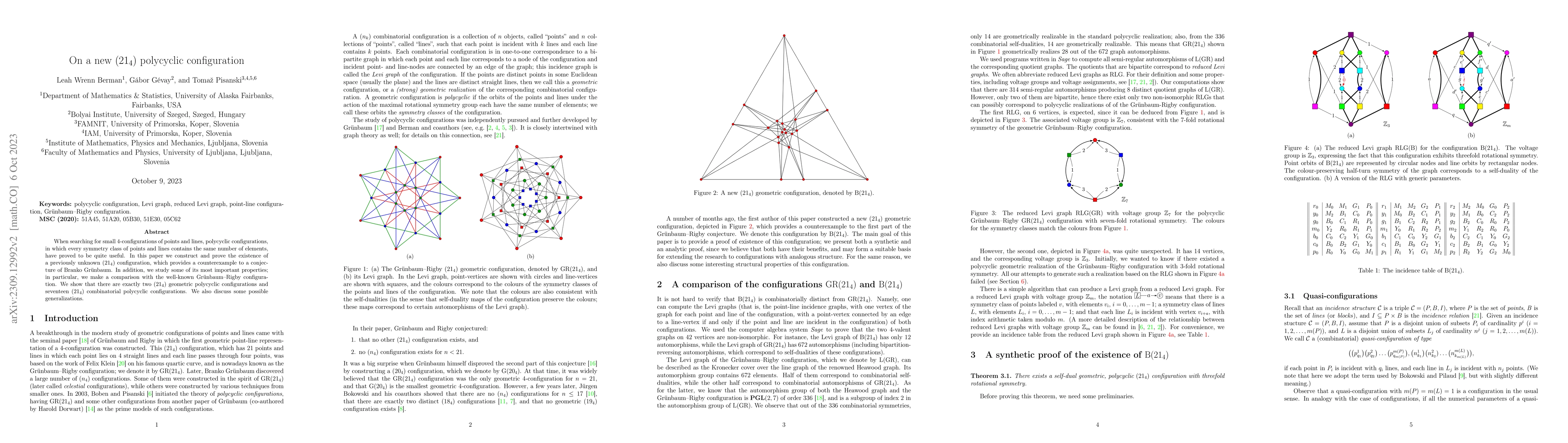 Thumbnail for On a new (21_4) polycyclic configuration