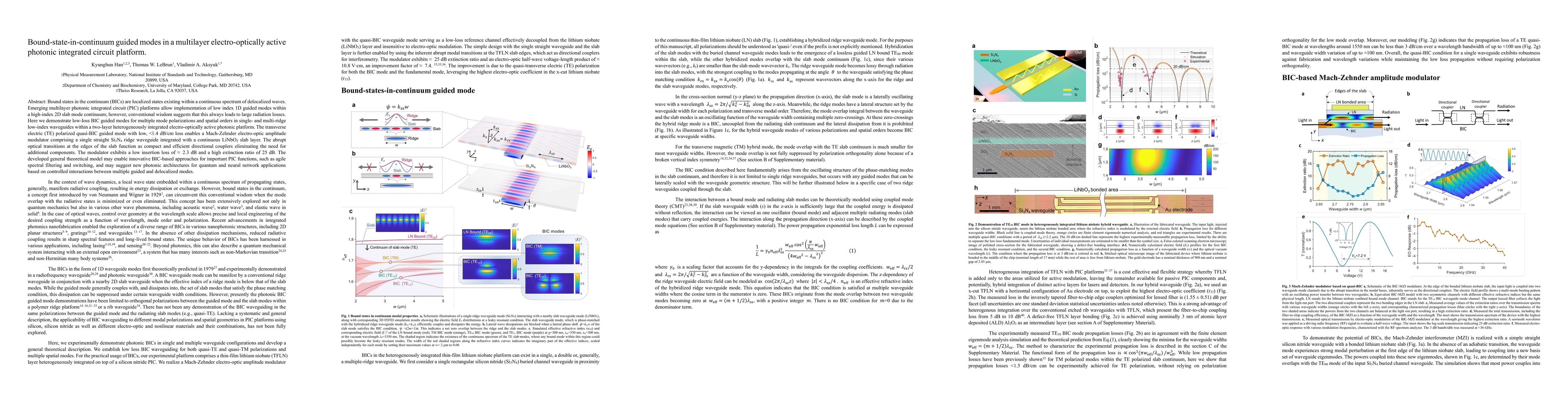 Thumbnail for Bound-state-in-continuum guided modes in a multilayer electro-optically
  active photonic integrated circuit platform