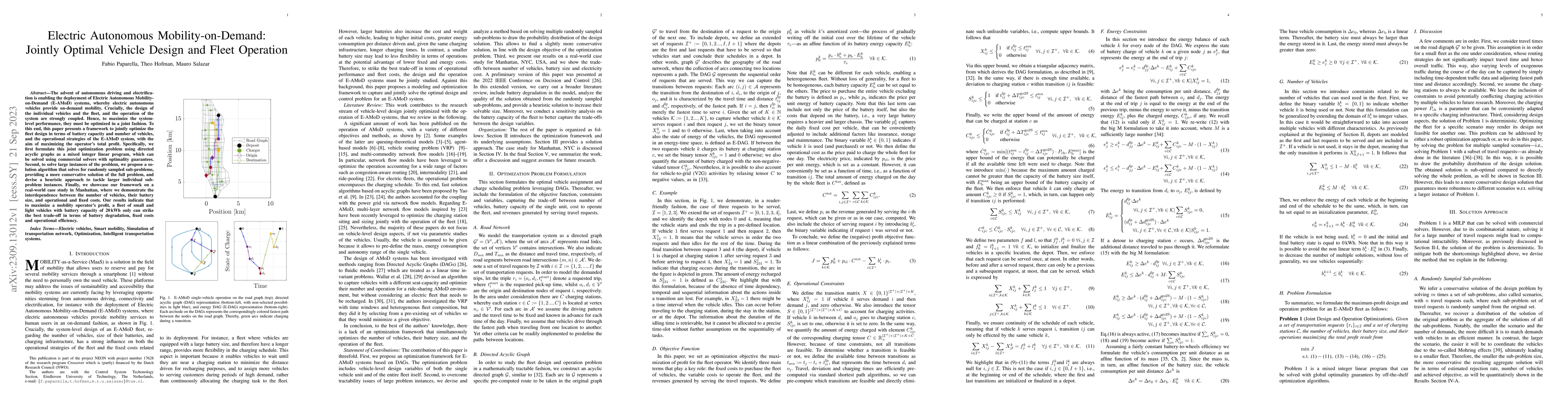 Thumbnail for Electric Autonomous Mobility-on-Demand: Jointly Optimal Vehicle Design
  and Fleet Operation