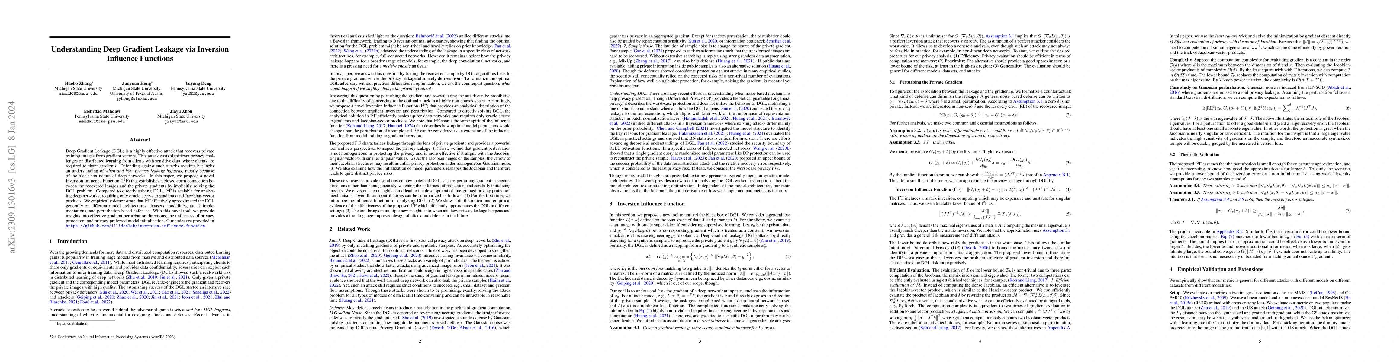 Thumbnail for Understanding Deep Gradient Leakage via Inversion Influence Functions