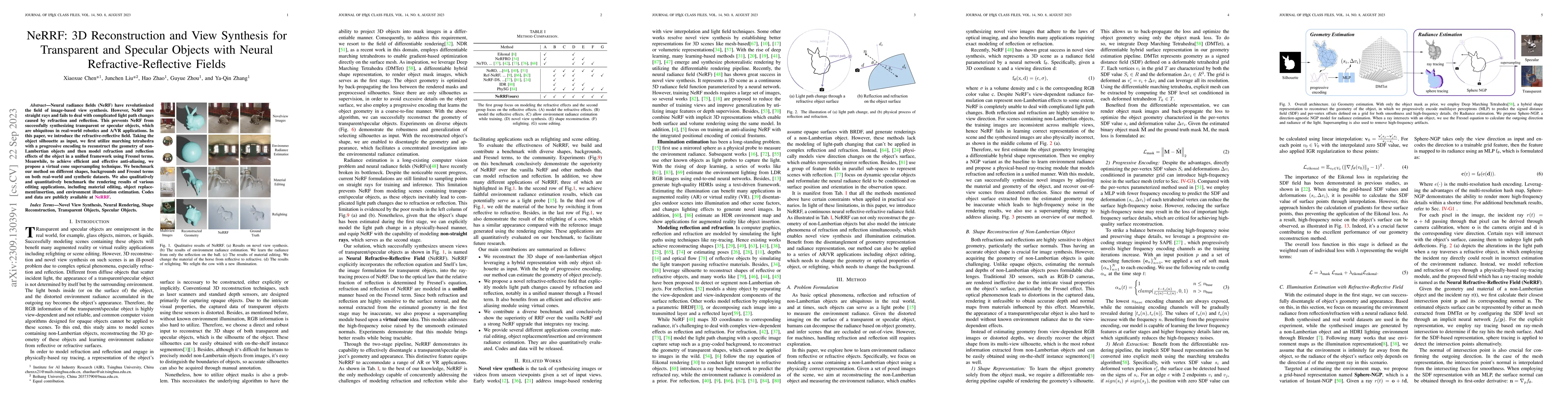 Thumbnail for NeRRF: 3D Reconstruction and View Synthesis for Transparent and Specular
  Objects with Neural Refractive-Reflective Fields