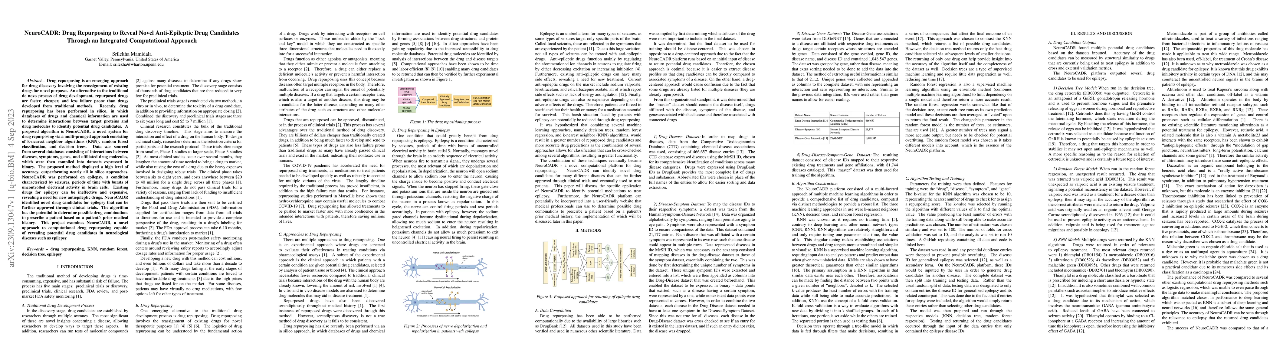 Thumbnail for NeuroCADR: Drug Repurposing to Reveal Novel Anti-Epileptic Drug
  Candidates Through an Integrated Computational Approach