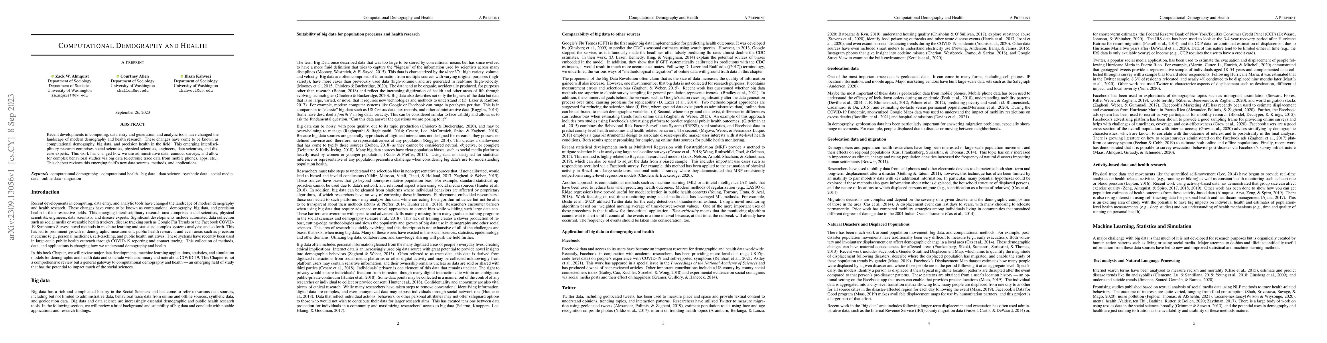 Thumbnail for Book Chapter in Computational Demography and Health