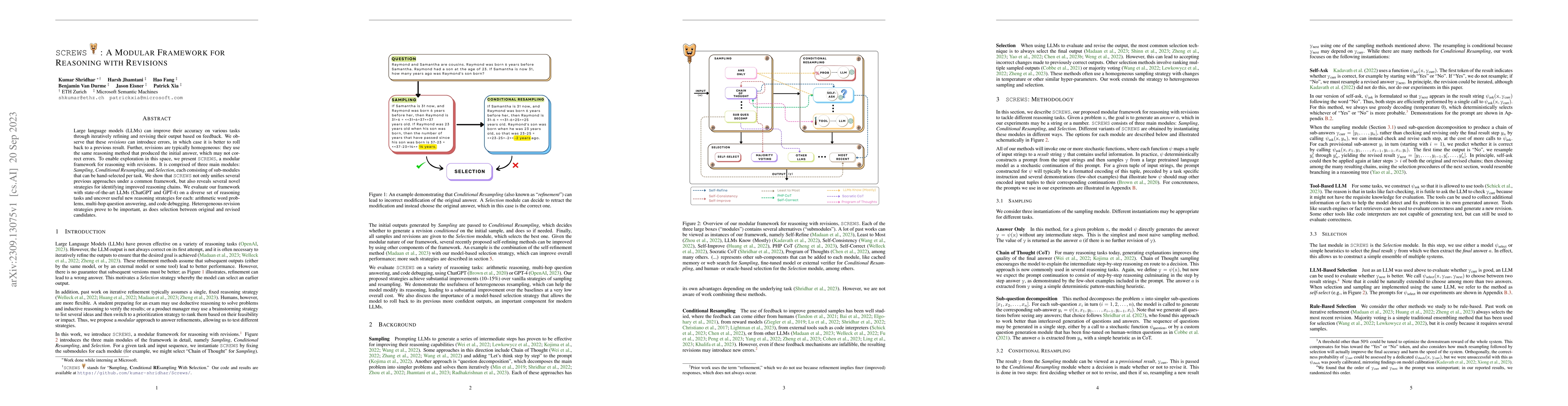 Thumbnail for SCREWS: A Modular Framework for Reasoning with Revisions