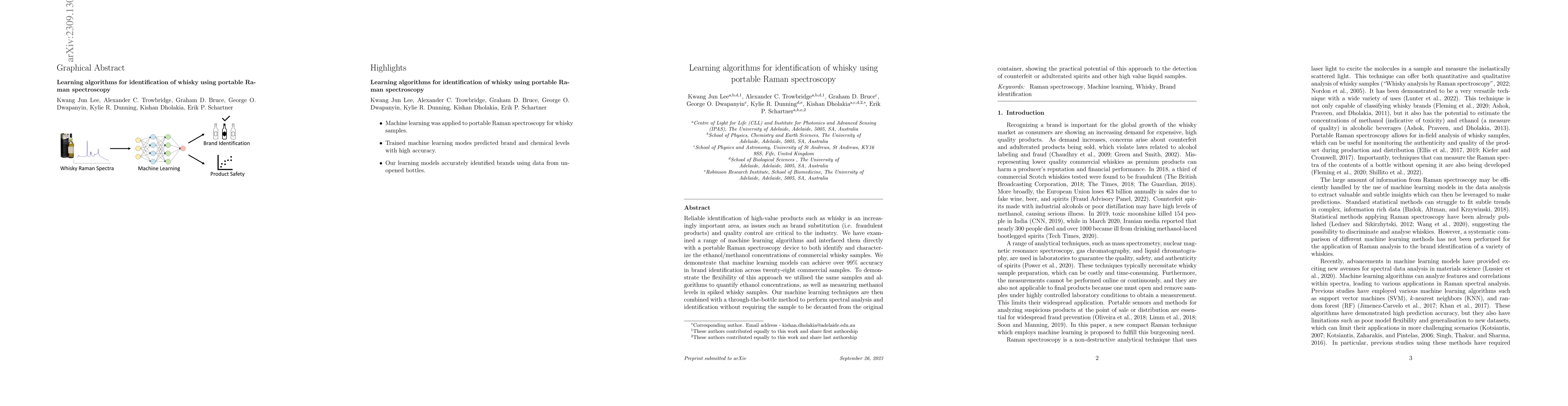 Thumbnail for Learning algorithms for identification of whisky using portable Raman
  spectroscopy