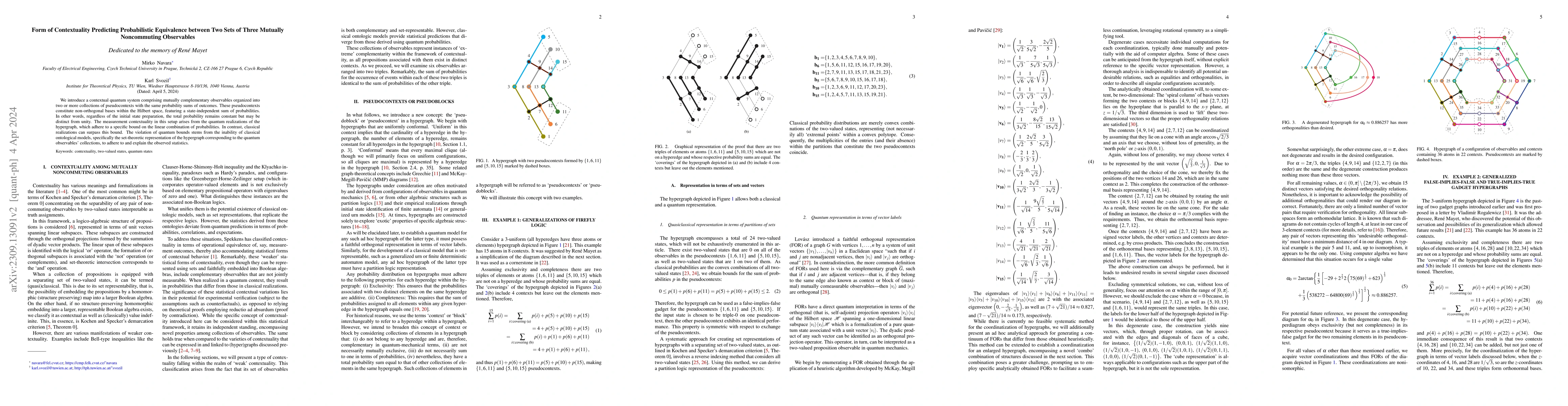Thumbnail for Form of Contextuality Predicting Probabilistic Equivalence between Two
  Sets of Three Mutually Noncommuting Observables