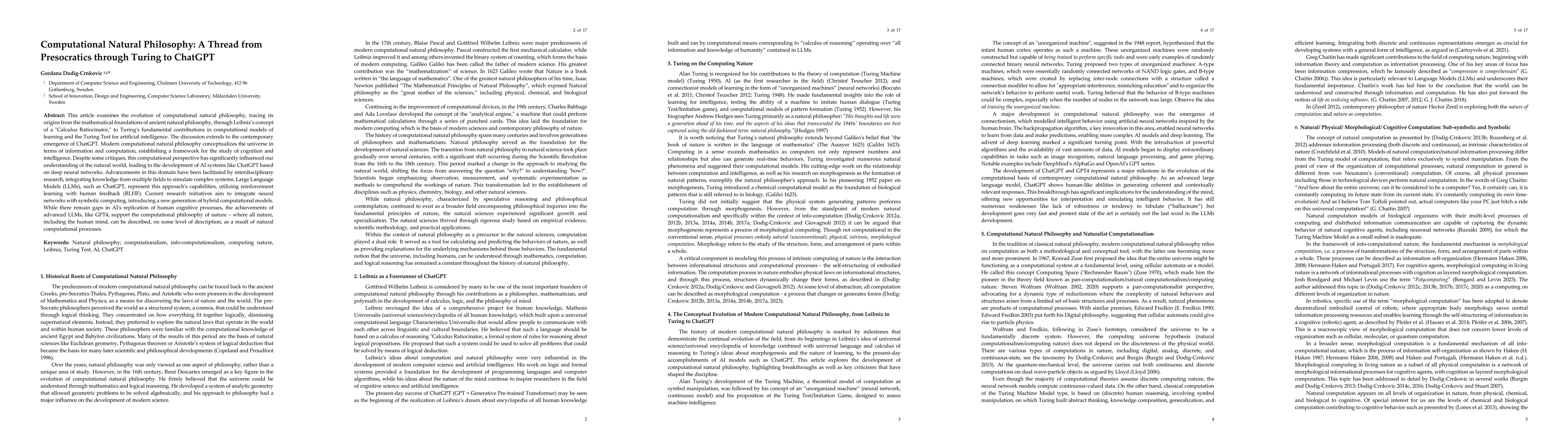 Thumbnail for Computational Natural Philosophy: A Thread from Presocratics through
  Turing to ChatGPT
