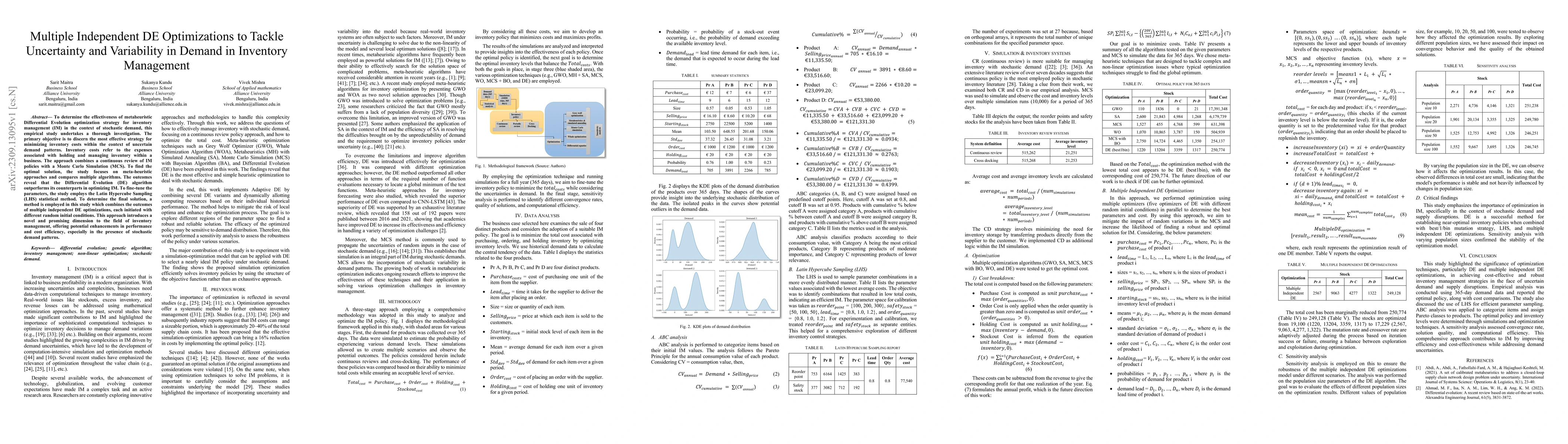Thumbnail for Multiple Independent DE Optimizations to Tackle Uncertainty and
  Variability in Demand in Inventory Management