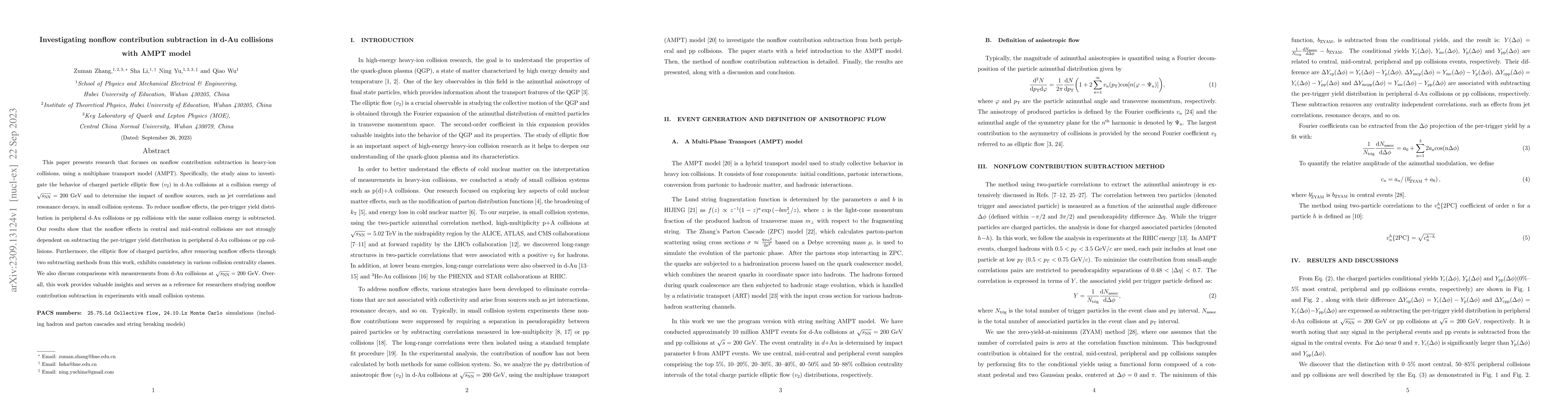 Thumbnail for Investigating nonflow contribution subtraction in d-Au collisions with
  AMPT model