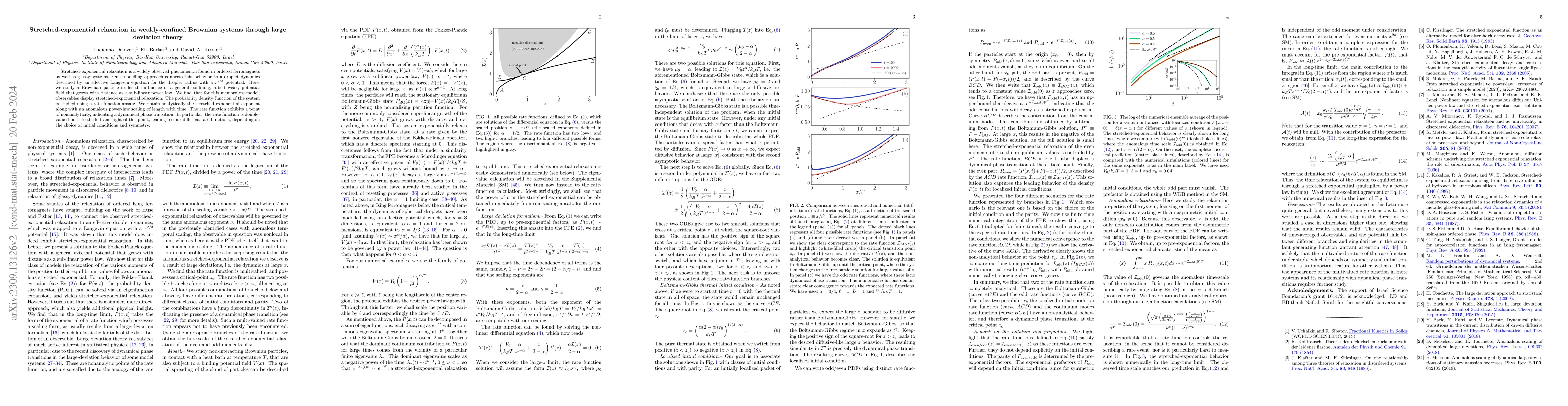 Thumbnail for Stretched-exponential relaxation in weakly-confined Brownian systems
  through large deviation theory