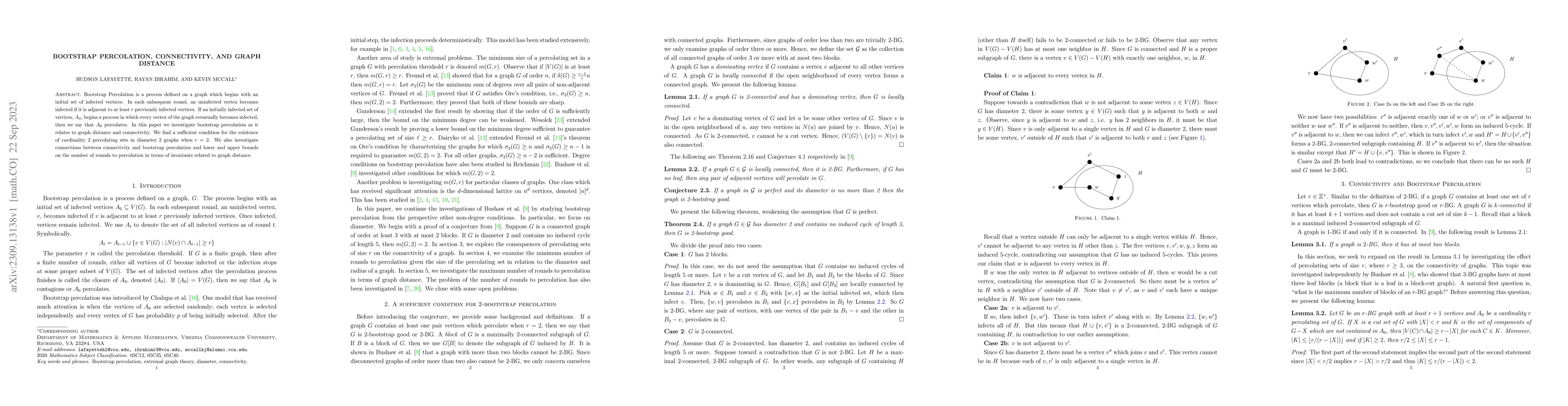 Thumbnail for Bootstrap Percolation, Connectivity, and Graph Distance