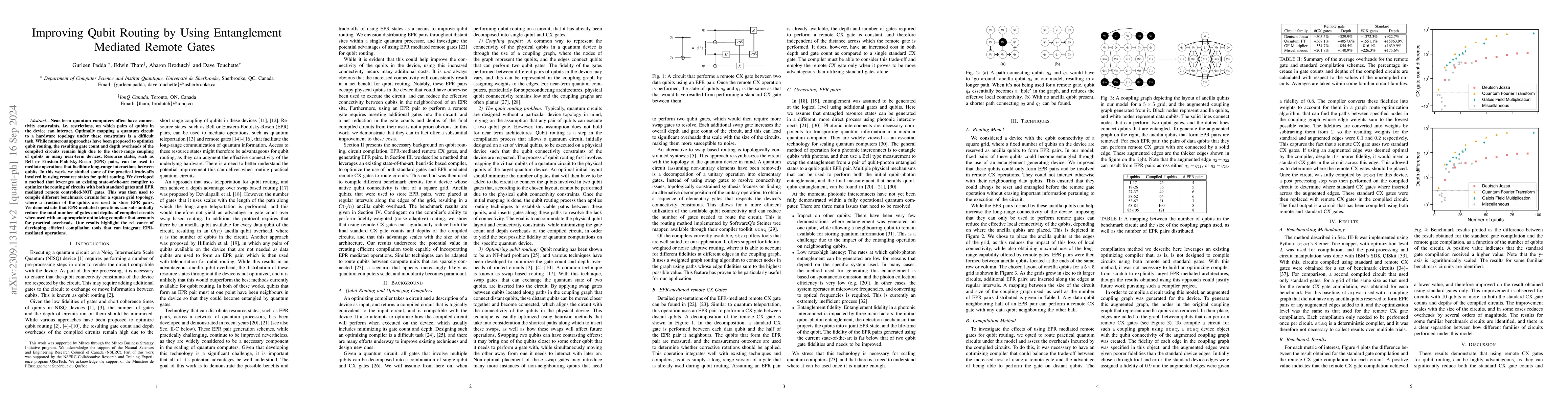 Thumbnail for Improving Qubit Routing by Using Entanglement Mediated Remote Gates