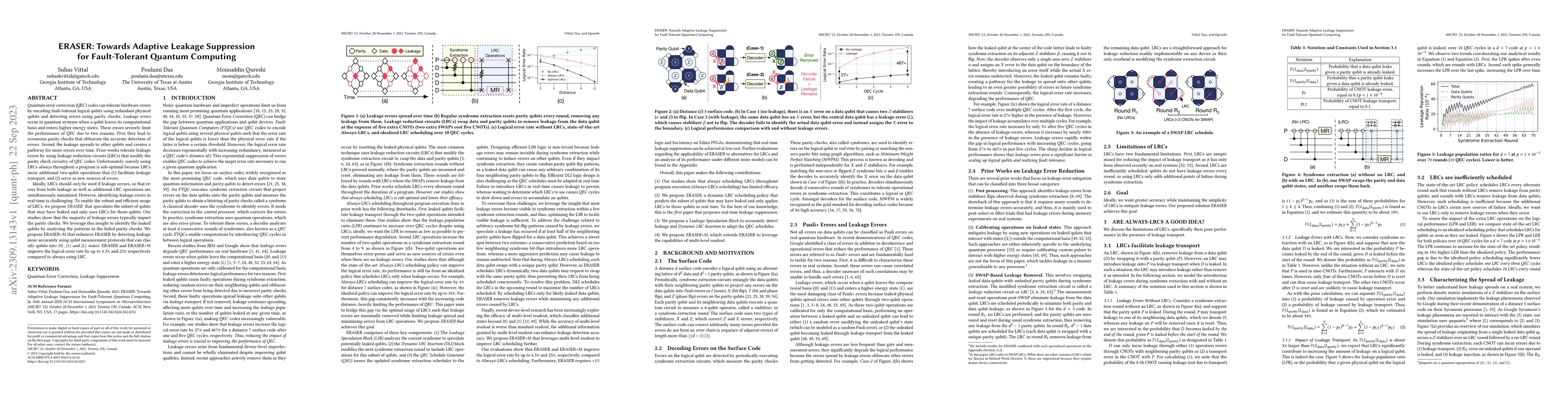 Thumbnail for ERASER: Towards Adaptive Leakage Suppression for Fault-Tolerant Quantum
  Computing