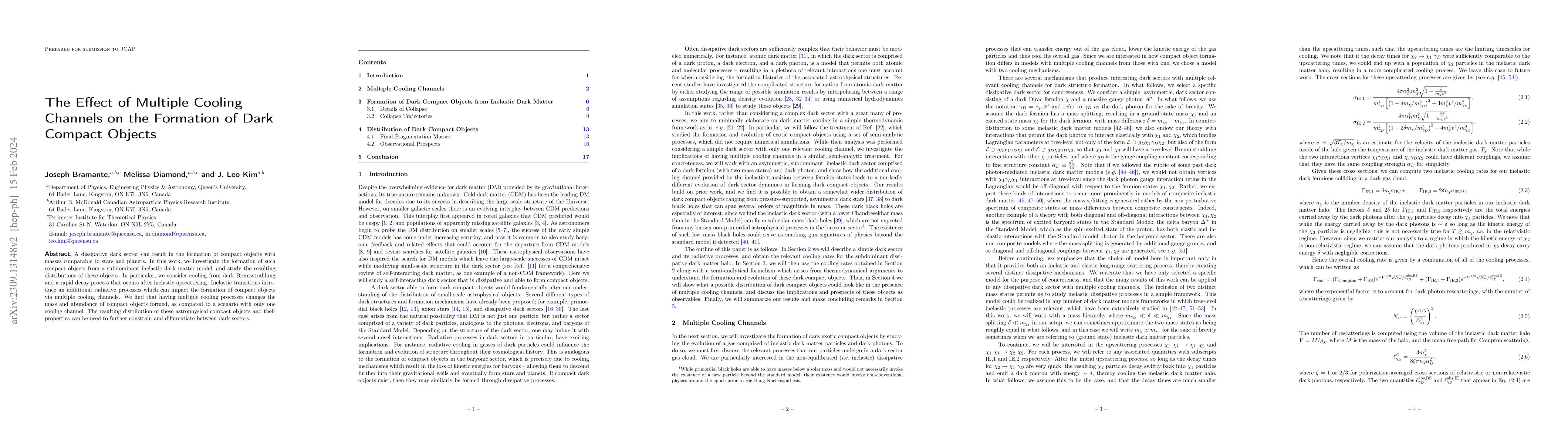 Thumbnail for The Effect of Multiple Cooling Channels on the Formation of Dark Compact
  Objects