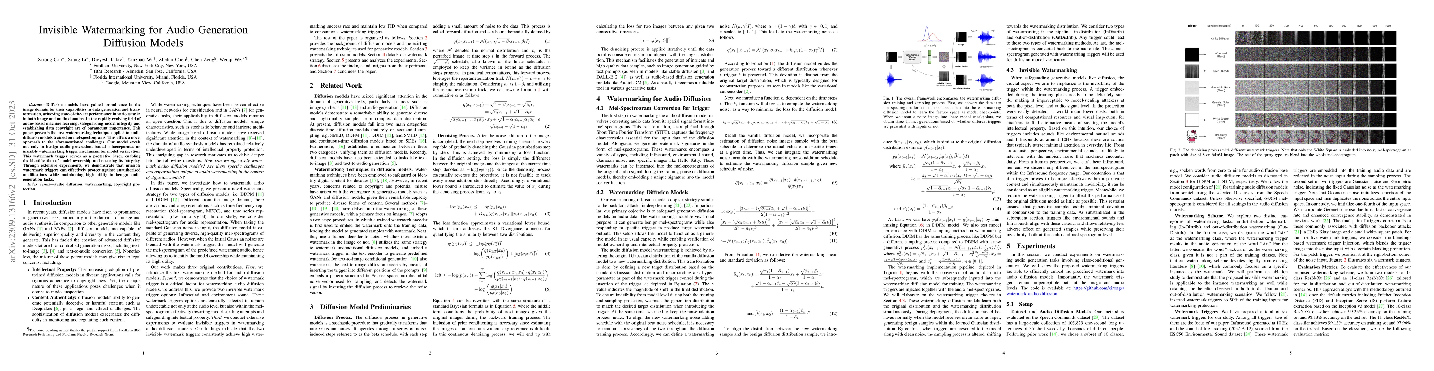 Thumbnail for Invisible Watermarking for Audio Generation Diffusion Models