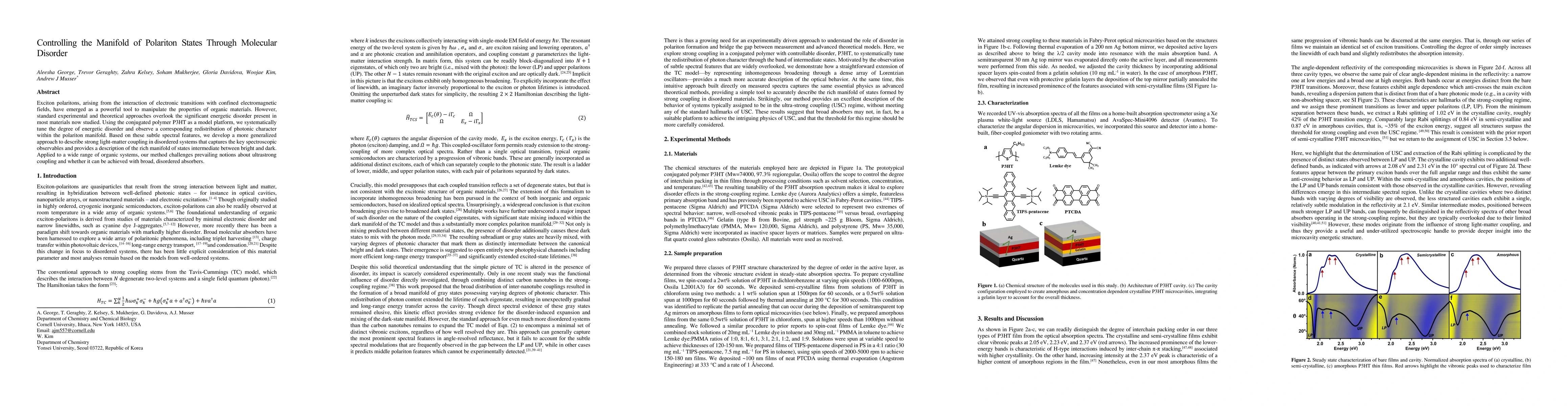 Thumbnail for Controlling the Manifold of Polariton States Through Molecular Disorder