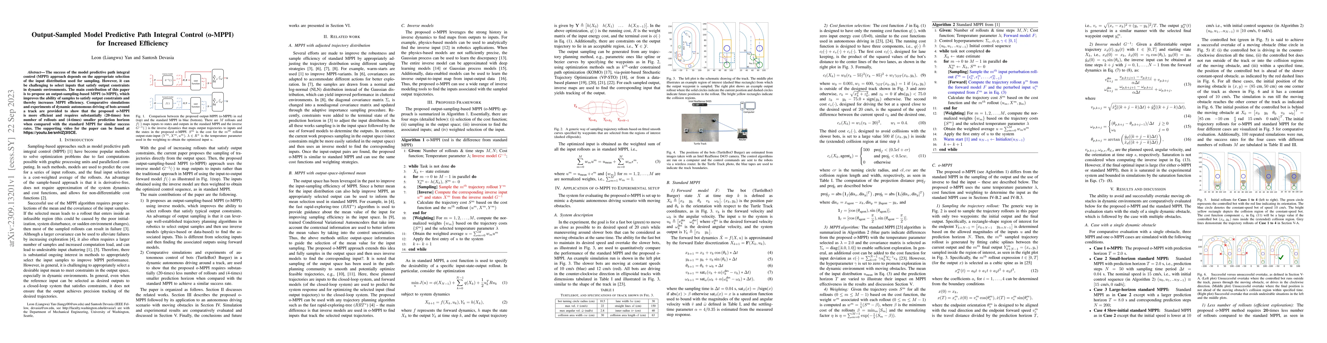 Thumbnail for Output-Sampled Model Predictive Path Integral Control (o-MPPI) for
  Increased Efficiency