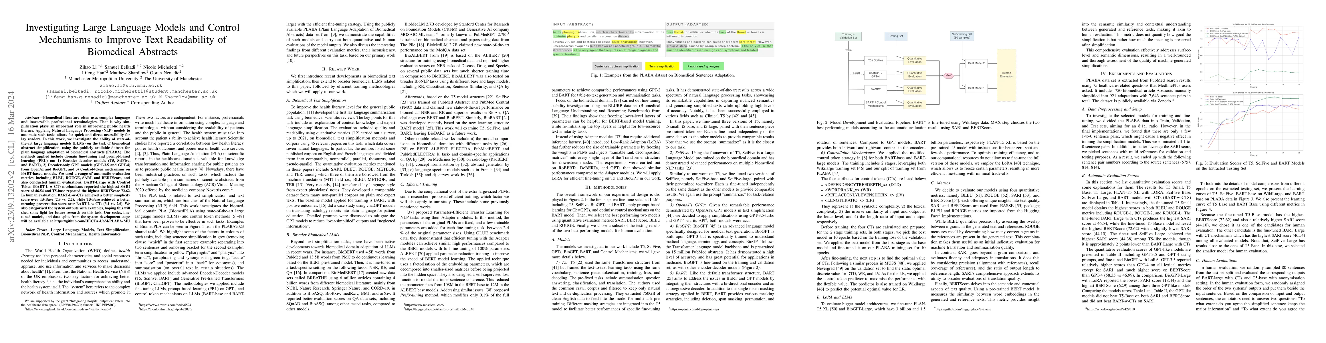 Thumbnail for Investigating Large Language Models and Control Mechanisms to Improve
  Text Readability of Biomedical Abstracts