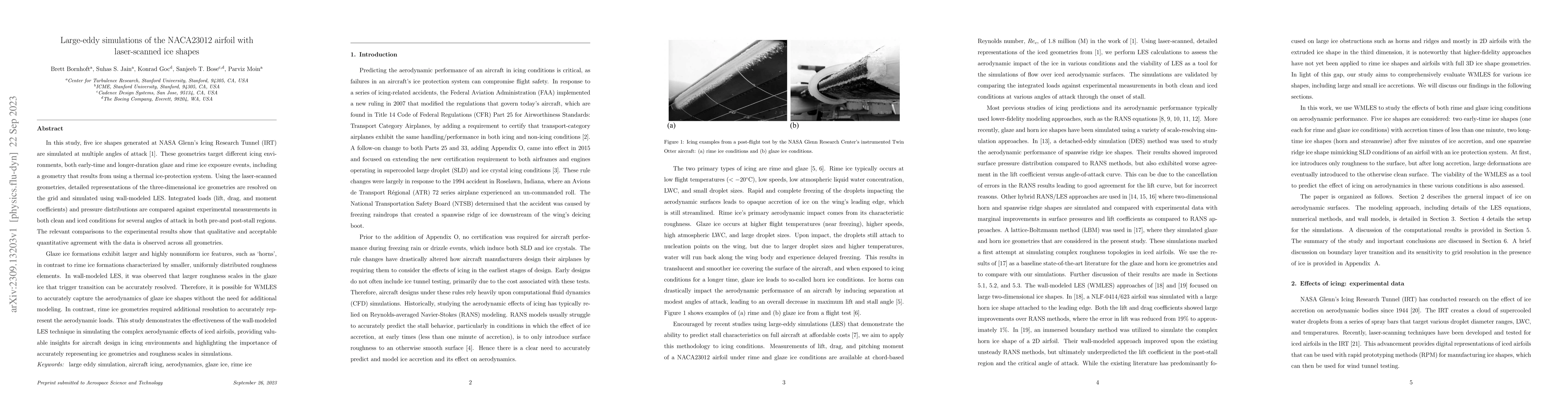 Thumbnail for Large-eddy simulations of the NACA23012 airfoil with laser-scanned ice
  shapes