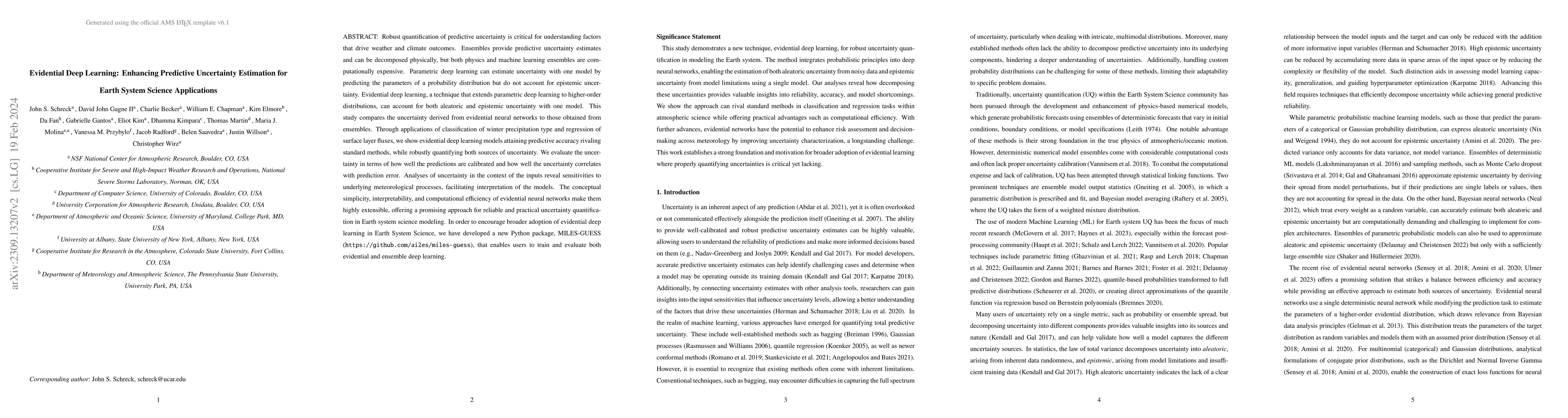 Thumbnail for Evidential Deep Learning: Enhancing Predictive Uncertainty Estimation
  for Earth System Science Applications