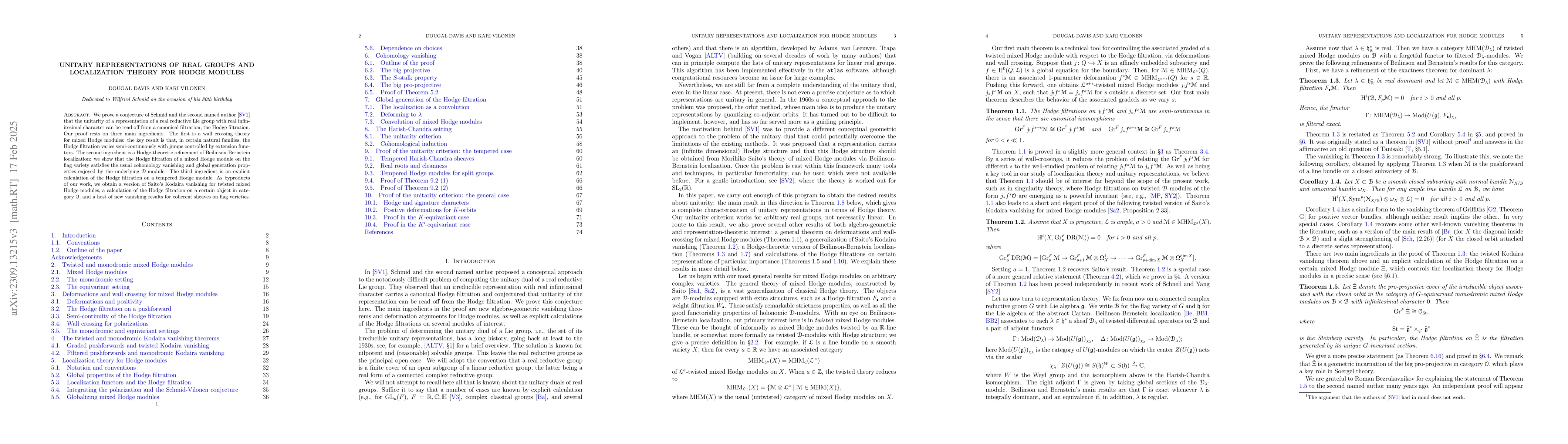Thumbnail for Unitary representations of real groups and localization theory for Hodge
  modules