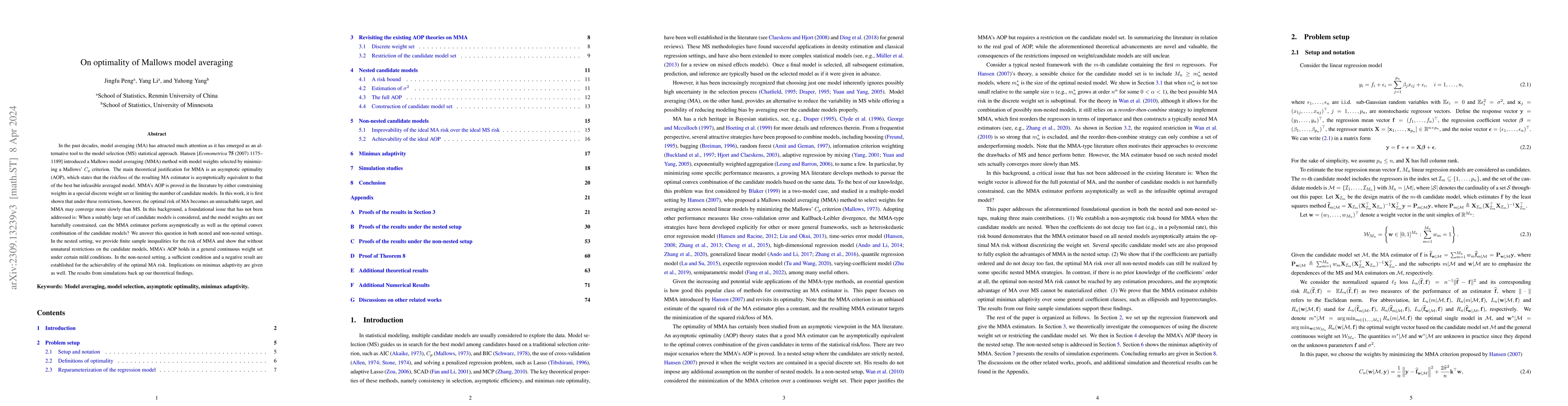 Thumbnail for On optimality of Mallows model averaging