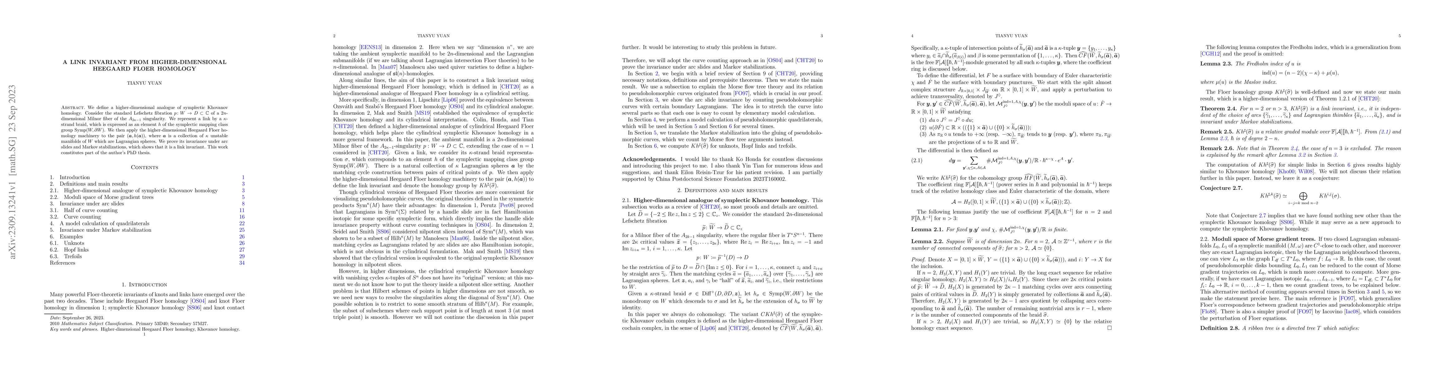 Thumbnail for A link invariant from higher-dimensional Heegaard Floer homology