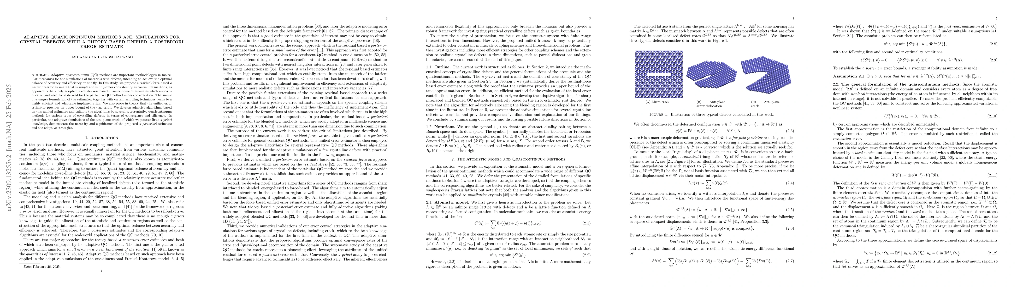Thumbnail for Adaptive Multiscale Coupling Methods of Molecular Mechanics based on a
  Unified Framework of a Posteriori Error Estimates