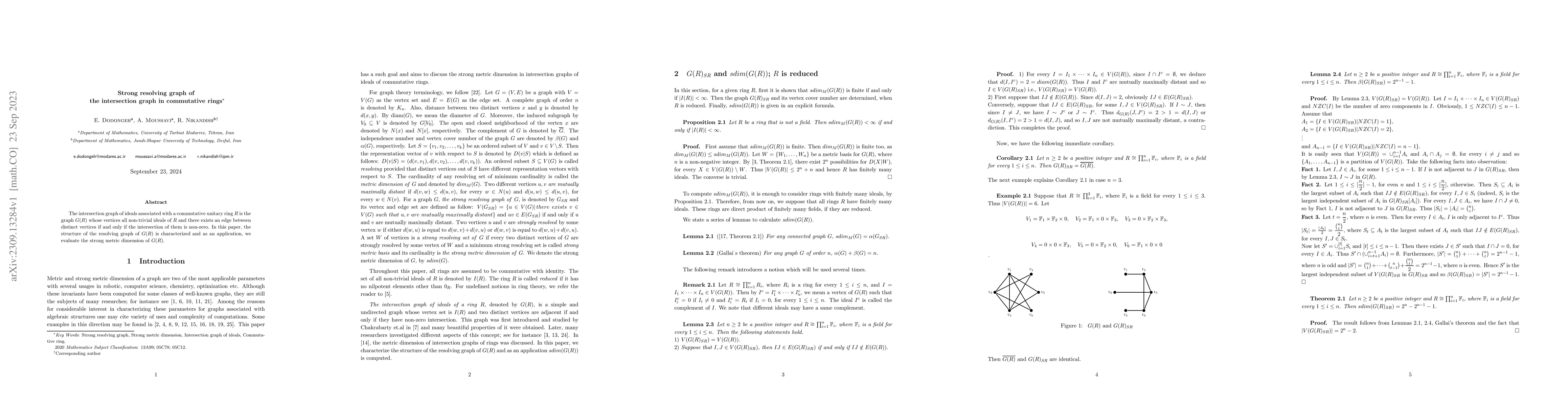 Thumbnail for Strong resolving graph of the intersection graph in commutative rings