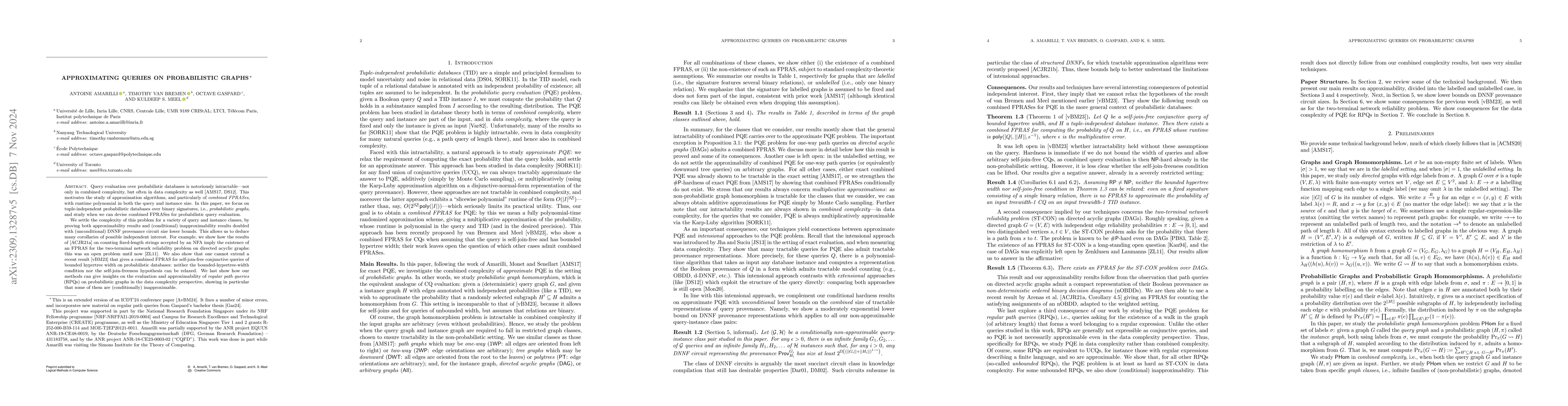 Thumbnail for Conjunctive Queries on Probabilistic Graphs: The Limits of
  Approximability