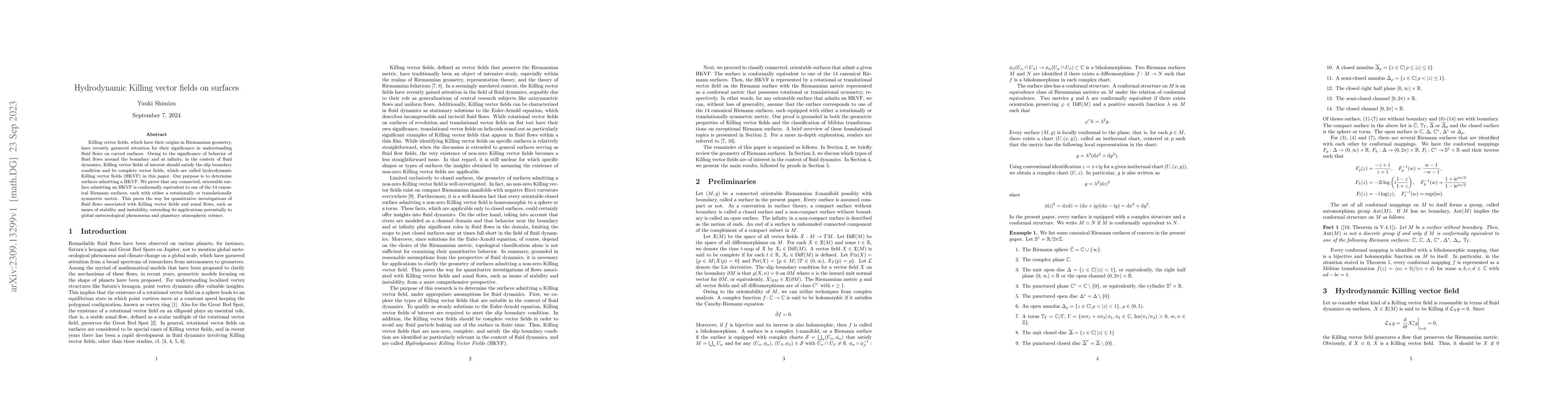 Thumbnail for Hydrodynamic Killing vector fields on surfaces