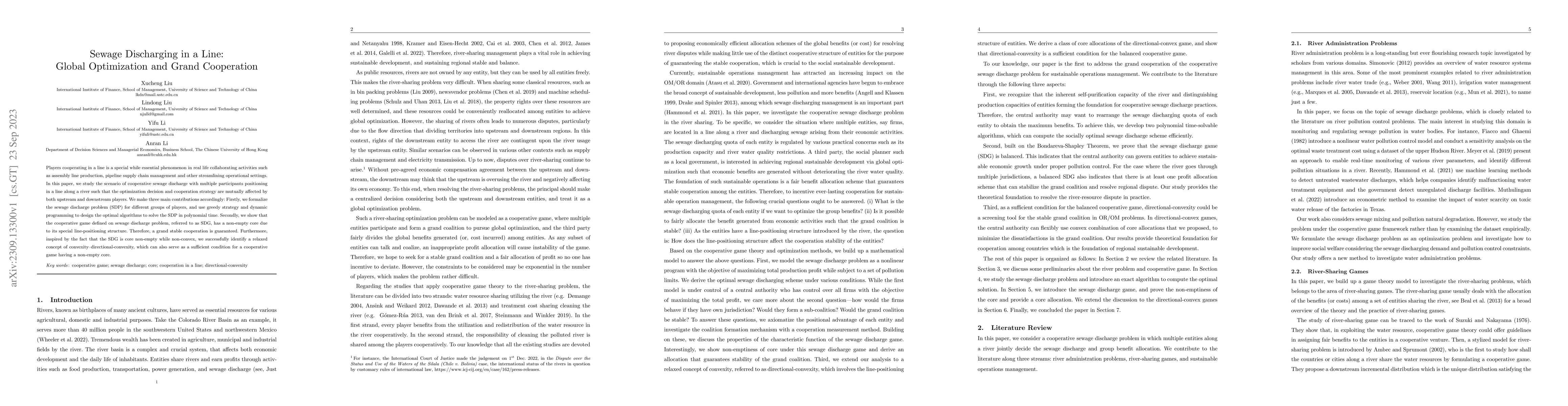 Thumbnail for Sewage Discharging in a Line: Global Optimization and Grand Cooperation