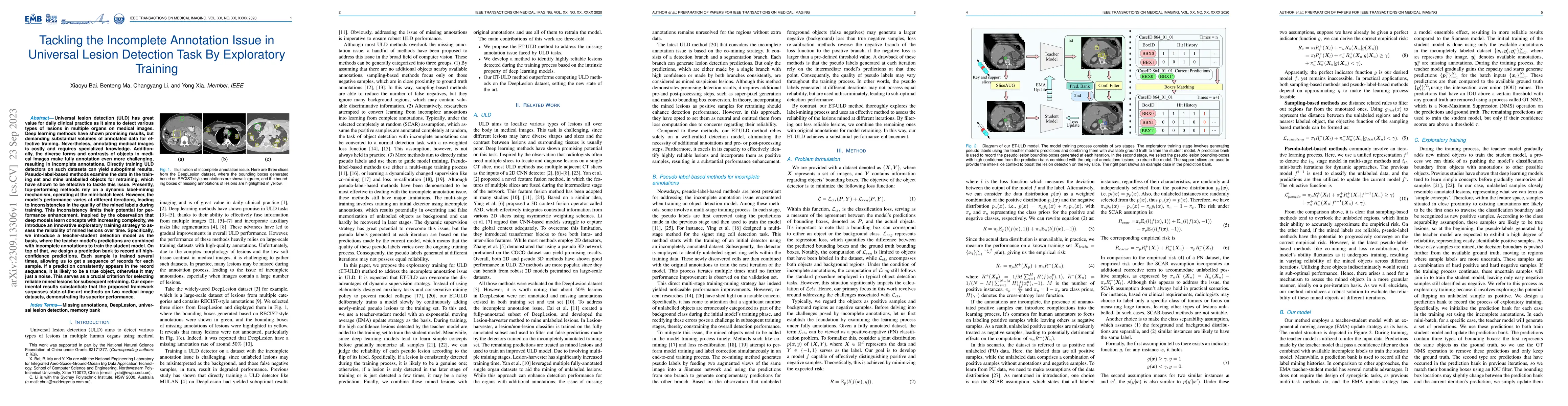 Thumbnail for Tackling the Incomplete Annotation Issue in Universal Lesion Detection
  Task By Exploratory Training