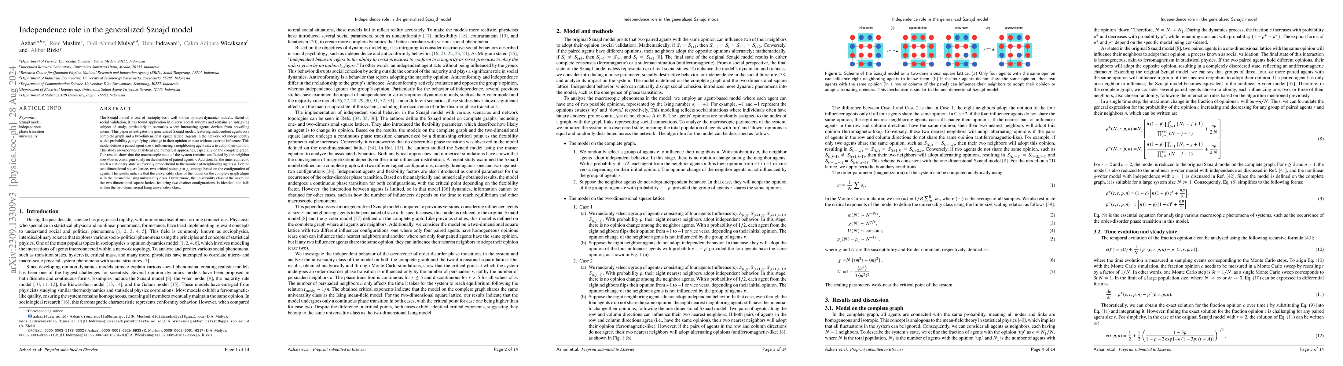 Thumbnail for Independence role in the generalized Sznajd model